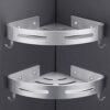Hoomtaook Bathroom Corner Shelves Shower Shelf No Drilling Bathroom Caddy Storage Shower Organiser Adhesive Rustproof Metal Wall Mounted 2 Packs