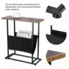 Ejoyous Retro Small Side Table, H Shaped Narrow End Table with Canvas Bag Industrial Slim Sofa Side Table Snack Table with Magazine Holder, for S