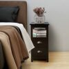 Sunangmas Ultra-thin bedside table with 2 drawers in the bedroom, retro coffee table side table in the lounge area in the living room, and space-