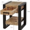 Harbour Lamp Sofa Side Table With Drawer for Living Room, Hallway, Bedroom - Handcrafted Reclaimed Wood Small Bedside Table with Shelf - Fully As