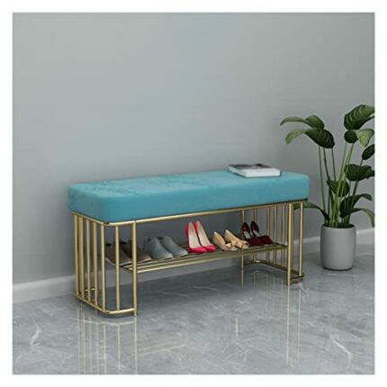 EYHLKM Change Shoe Stool Home Door Can Sit-type Shoe Rack Long Strip Wear Shoe Stool Cloakroom Shoe Cabinet (Color : Argento, Size : 120 * 45 * 3