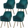 dining chair Kitchen Dining Room Furniture Chairs Dining Chairs Set Of 4 Soft Gold Velvet Cloth Kitchen Chair Adjustable Antislip Metal Legs Mode