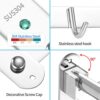 Towel Rack - Stainless Steel BathTowel Rack,Polished 304 Stainless Steel 5 Hooks Towel Shelf，23 inches Foldable Wall Mounted Bathroom Towel Holde