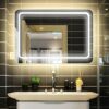 Anti-fog Bathroom Mirror,Frame less Rectangle LED Vanity Mirror for Wall Mounted Bathroom Mirror Lighted Vanity Mirror with Touch Switch Bathroom