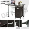 WALNUT Folding Computer Laptop Desk On Wheels Home Office Furniture With 3 Drawers Desk (Color : Argento, Size : 18.5"x20"x29")