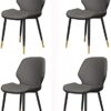 dining chair Office Reception Chairs Business Dining Chairs Set Modern Dining Chairs Set of 4 Water Proof PU Leather Side Chair with Black Metal