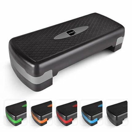 KAYMAN Exercise Steps – Fitness Stepper for Home & Gym, Suited for Aerobics, Cardio, Weights, Yoga, DVD Workout – Adjustable 2 Step Level Heights