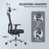 Duwinson Ergonomic Mesh Home Office Chair With Back Support, 3-Way Adjustment Armrest, Executive Desk Chair with Reclining Adjustment, Adjustable