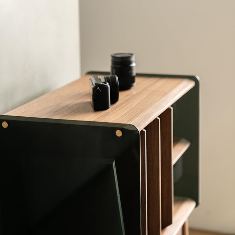 JYDQM Nightstand Book And Newspaper Cabinet Black Walnut Side Cabinet Nightstand Wabi-Sabi Wind Side A Few