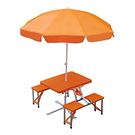 Wgwioo Outdoor Folding Table And Chairs Set Siamese with 4 Seats, Garden Furniture Sets, Aluminum Alloy Portable Camping Chairs for Picnic
