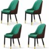 dining chair Kitchen Dining Room Furniture Chairs Pu Leather Dining Chairs Set Of 4 Modern Kitchen Side Chairs With Metal Feet Waterproof Oilproo