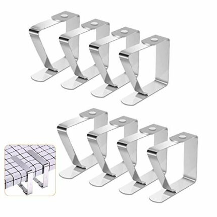 8 Pieces Adjusting Tablecloth Clips, Stainless Steel Metal Tablecloth Clamps, Table Cloth Holders for Outdoor and Indoor Furniture, Table Cloth C