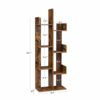 VASAGLE Bookcase, Tree-Shaped Bookshelf with 8 Storage Shelves, Rounded Corners, 19.7 x 9.8 x 55.1 Inches, Rustic Brown ULBC66BXV1