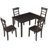 WALNUT 5 Piece Kitchen Dining Table Set 1 Wooden Table + 4 Chairs Set For Restaurant Espresso