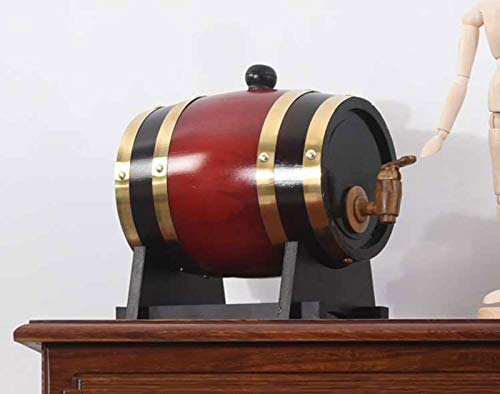 Stylish Simplicity Wine Shelf Oak Barrel Wine Barrel Wine Red Wine Barrel Household with Faucet Brewed Wine, PIBM, a, 3L