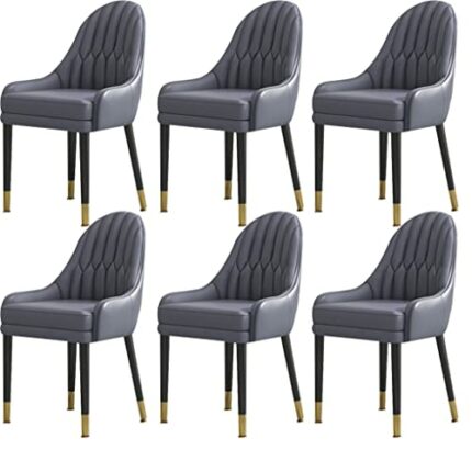 Kitchen Dining Room Furniture Chairs Dining Kitchen Chairs Set Of 6, Solid Wood Legs Living Room Chairs Modern PU Leather High Back Soft Seat Din