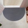 YK Decor Front Door Mat Half Round Inside Doormat Outdoor Entry Mat Non Slip Mud Dirt Trapper Mat Indoor Entrance Mat Rug Machine Washable (Gray)