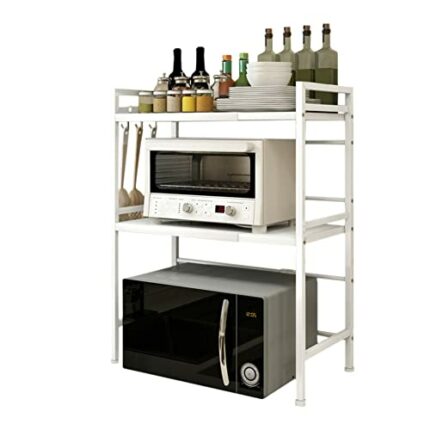 Redwestmelon Microwave Oven Rack Adjustable Rice Cooker Shelf Stand Kitchen Countertop Storage Organiser Holder Free Standing Expandable Spice Ra