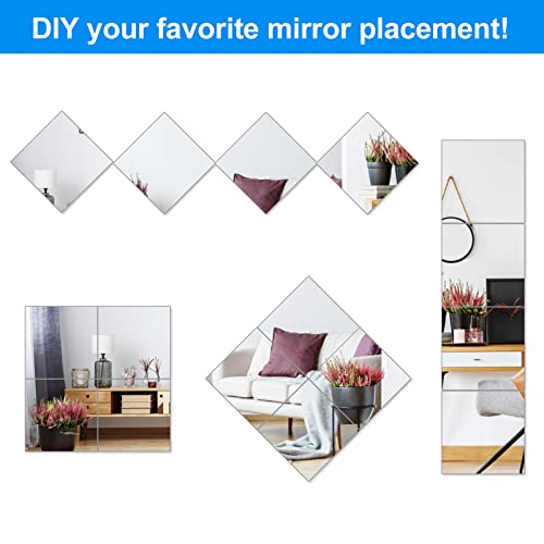 EEEKit 4 Pack Full Length Mirrors Tiles, Acrylic Wall Mounted Mirrors,2mm Thick Acrylic Stick on Wall Mirrors Sheets for Baby Kids Playroom,Bathr