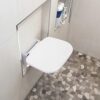 Heuffe Folding Shower Seat for Bath Wall Mounted,Fold Up Shower Stool,Shower Chair Foldable,Fold Down Bathroom Stool for Elderly Disabled Adults-