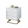 SDFGH Marble Texture MDF Bedside Table, Bedroom Furniture Bedside Table, Bedside Table with 3 Drawers, Sofa Side Table