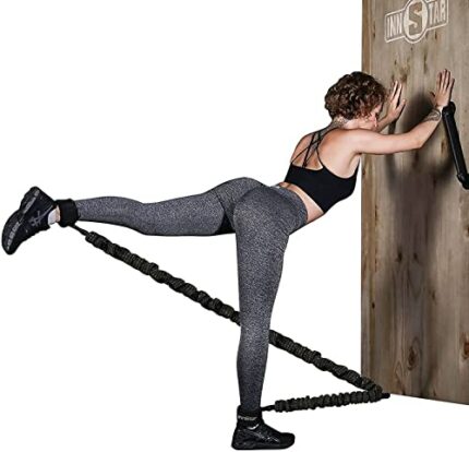 INNSTAR Booty Resistance Band Glute Cord Cable Machine for Hip Home Workout Cable Kickbacks with Instructions & Carry Bag
