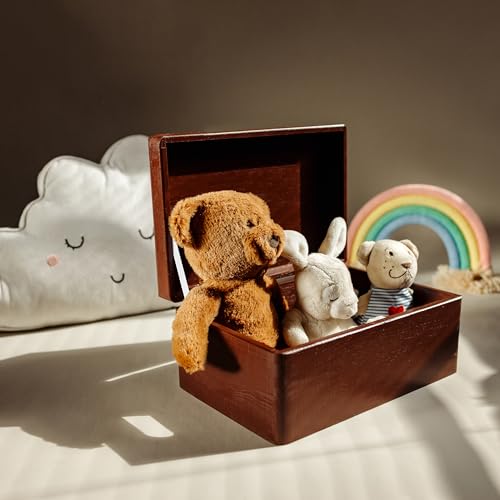 Creative Deco Large Brown Wooden Storage Box | 30 x 20 x 14 cm (+/-1 cm) | with Hinged Lid | Gift Box for Tool Dog Toy Shoes Clothes Kitchen Stor