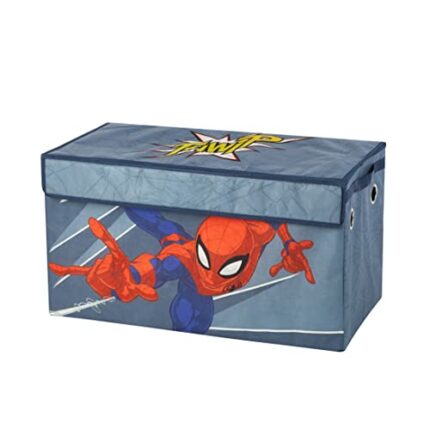 Idea Nuova Marvel Spiderman Collapsible Children’s Toy Storage Trunk, Durable with Soft Lid, 28.5" Wx14.5"x16", Spiderman Blue