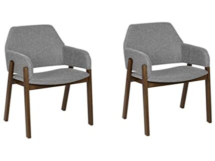Retro Style Set of 2 Fabric Dining Chairs Dark Wood and Grey Albion