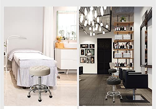 AANAN Stools,Beauty Stool Rolling Stool with Footrest, Comfortable Swivel Stool on Wheels, Heavy Duty Hydraulic Metal Stool with Rod for Salon, M