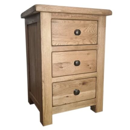GROFurniture 3 RRP £199 Drawer Oak Bedside Table - Solid Oak Side Table for Bedroom, Living Room, Hallway - Solid Oak Furniture - Oak Nightstand