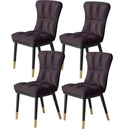 Kitchen Dining Room Furniture Chairs PU Leather Dining Chair Set Of 4 High Back Soft Seat Soft Padded Seat Kitchen Chair with Metal Chair Legs Ki