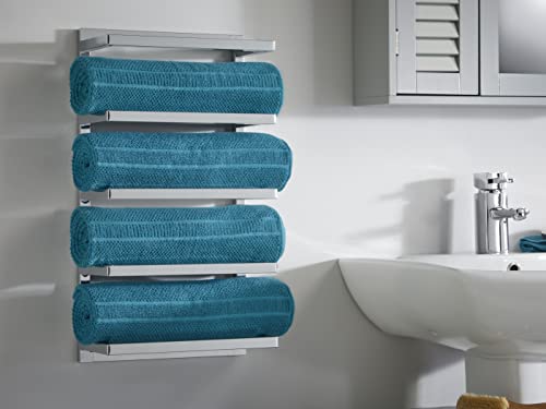 House & Homestyle Chrome Towel Holder, Wall Mountable 5 Tier Hanging Towel Storage Rail/Rack for Bathroom, En Suite or Toilet