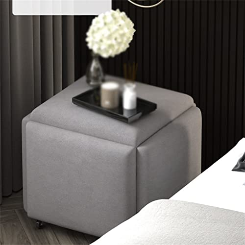 LUKEO Stool Household Stool Combination Stool 5 In 1 Restaurant Living Room Small Stool Sofa Stool Storage (Color : Argento, Size : As show)