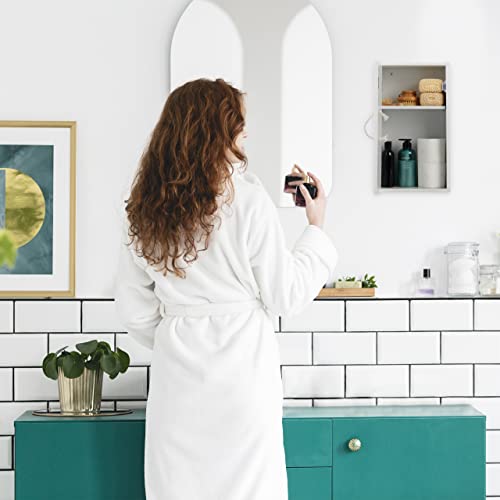 Relaxdays Bathroom Cabinet, Wall Mounted, Adjustable Storage, Shelves, Narrow, Cupboard, HxWxD: 50 x 30 x18.5cm, White, Fibreboard, Plant fibre,