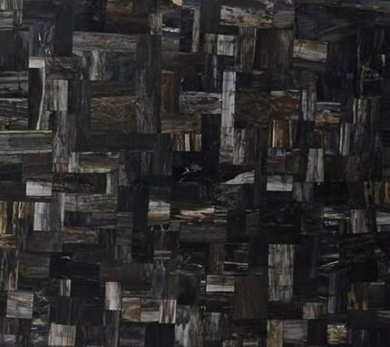 Gifts And Artefacts 42 x 42 Inches Black Petrified Stone Dining Table Top Square Shape Marble Kitchen Table for Home Furniture Decor