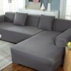 2Pcs/Set L Shaped Sofa Cover Sofa Covers Corner Sofa Sectional Couch Cover 57-73inch Sanding Minimalist L Shaped Cover with Pillowcase Elastic Br
