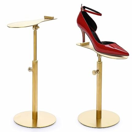 OLegei Set of 2 Adjustable Shoe Display Holder Stainless Steel Shoe Store Countertop Display Rack for Sandal, High Heels, Leather Shoes, Boots St