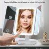 EASEHOLD Lighted Makeup Mirror with 1X/2X/3X Magnification, 60 LEDs, 3-Color Lighting Modes, Stepless Dimming, 2000 mAh Rechargeable Battery, for