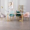dining chair Kitchen Dining Room Furniture Chairs Kitchen Dining Chair Set Of 6 Living Room Armchair with Metal Legs Velvet Seat and Backrests fo