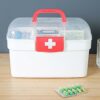 Uposao Plastic Medicine Box with Handle and Detachable Compartment Multi-Use Family First Aid Box Storage Box Portable Medicine Box Empty Medical