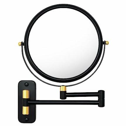 Bufccy Wall Mounted Makeup Mirror, 1X/10X Magnifying Mirror 8 Inch Double Side Extendable Bathroom Make Up Mirror with 360° Swing Arm