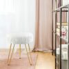 SCRIPTRACT Velvet Footrest Multifunctional Vanity Stool Ottoman Round Modern Upholstered Foot Stool - Golden Metal Leg - Dressing Table Stool, Sh