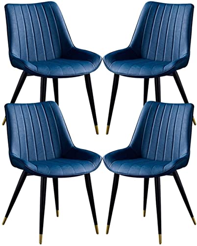 Kitchen Dining Room Furniture Chairs Dining Chairs Set Of 4 Faux PU Leather Kitchen Side Chair Living Room Lounge Accent Chairs (Color : Blue)