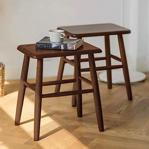 Cttasty Wood Stool, Set of 2 Wood Small Side Table, Wood Plant Stool, Wood Bar Stools, Wood Vanity Stool, Sofa End Table, 15.75" L*11.81" W*18.11