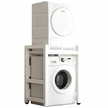 Adjustable Height Dryer Stand, Storage Rack over washing machine storage unit, Portable Stacking Kit for home garden Front Loader Washing Machine