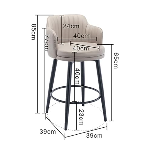 DWILKE Modern Leather Bar Chairs Set of 3 Counter Height 26" Swivel Bar Stool Chair for Kitchen Island Metal Legs Upholstered Barstool with Arms,