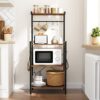 HOOBRO Kitchen Unit with Worktop, Tall Microwave Oven Stand Shelf, Baker's Rack, Kitchen Shelves Free Standing, Utensils Utility Storage Rack, In