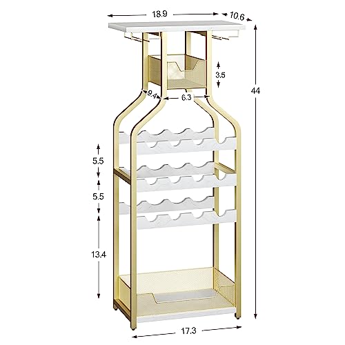 Amyove Metal Wine Rack Wine Bottle Holders Stands Freestanding Floor,Wine Storage Organizer Display Rack Table Wine Glass Rack for Bar Kitchen Di