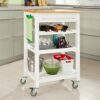 UXZDX Kitchen Storage Serving Trolley Shelf Cart with Free Chopping Block Kitchen Trolley